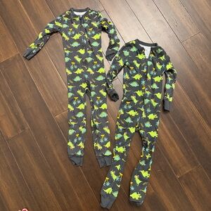 Old Navy Kids Dinosaur Print Footies - Gray and Green